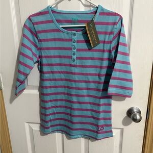 Looptworks NWT Blue and Pink Short Sleeve Tee Relaxed Fit